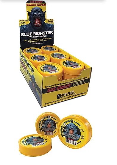3/4" X 1000" Blue Monster Gas Guard PTFE Yellow Tape