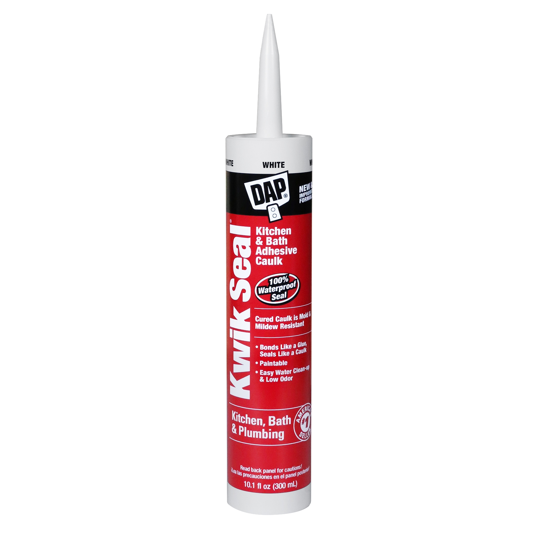 DAP Kwik Seal Plus 5.5 oz White Kitchen and Bath Siliconized Caulk/Paste Squeeze Tube