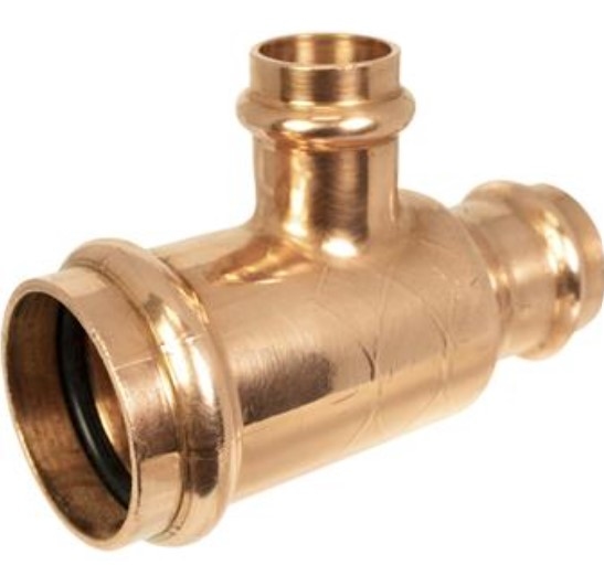 3/4" X 3/4" X 1" Copper Press Tee Press X Press X Press