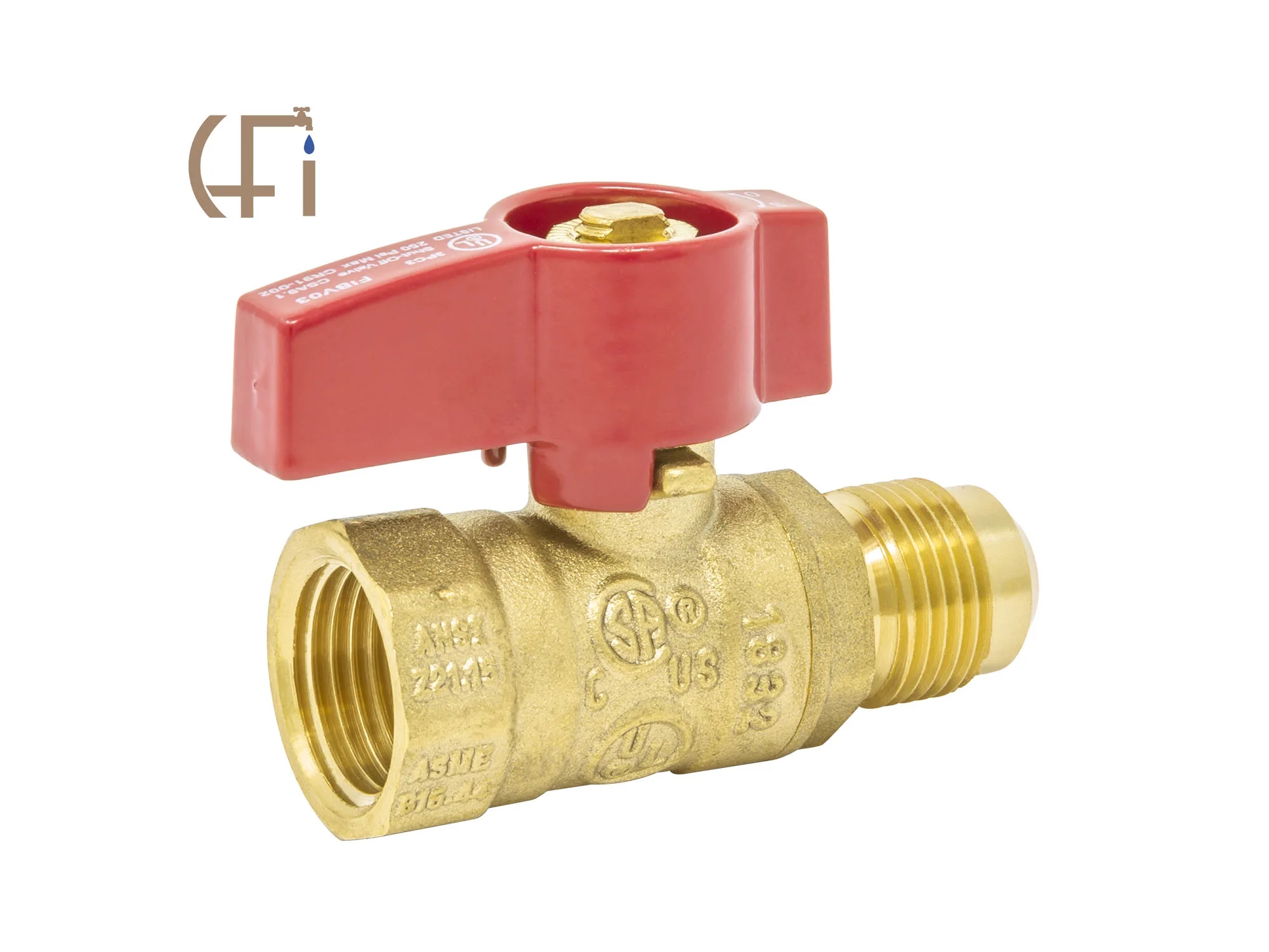 3/8" Flare X 1/2" FIP Straight Gas Ball Valve